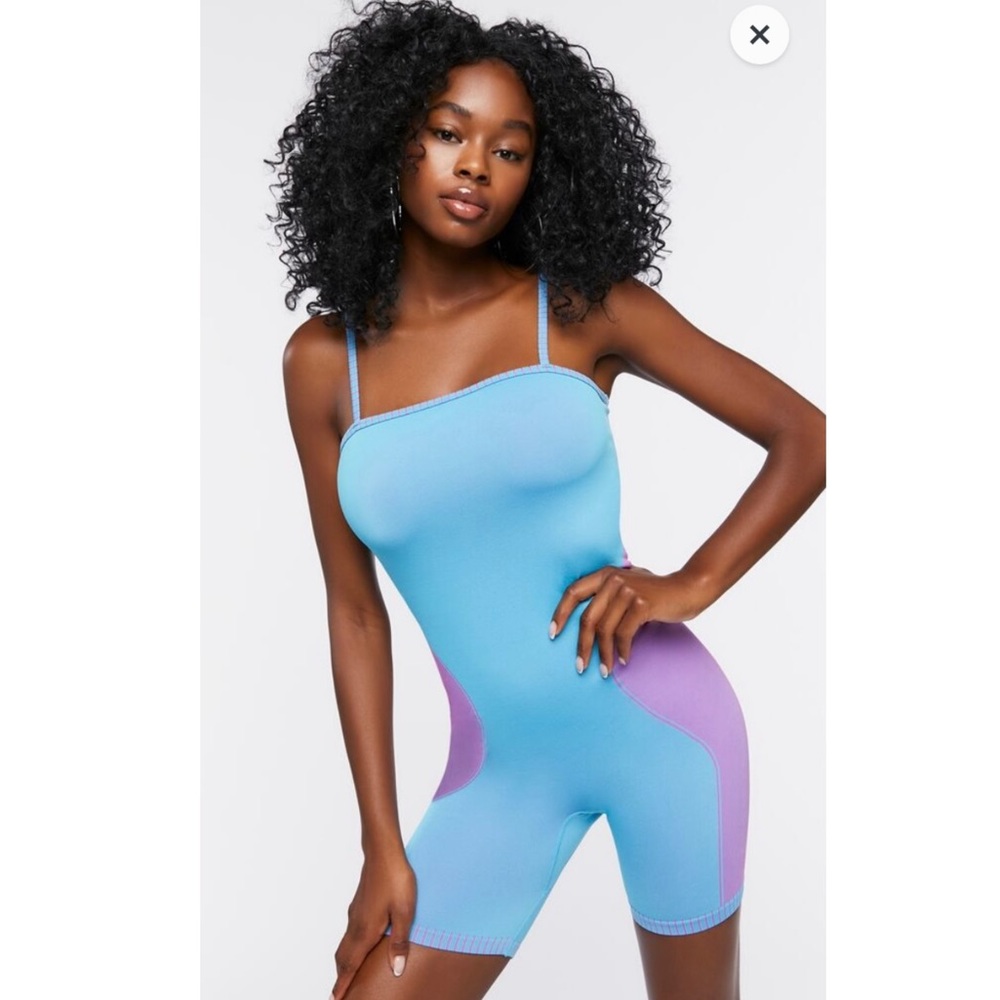 🩷2/$10  F21 Seamless Colorblock Cami Romper Sz.M/L
